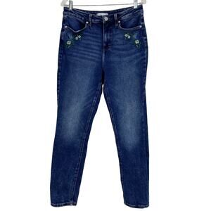 Lauren Conrad Embroidered Skinny Jeans Women’s 10 Blue Stretch Floral LC Denim
